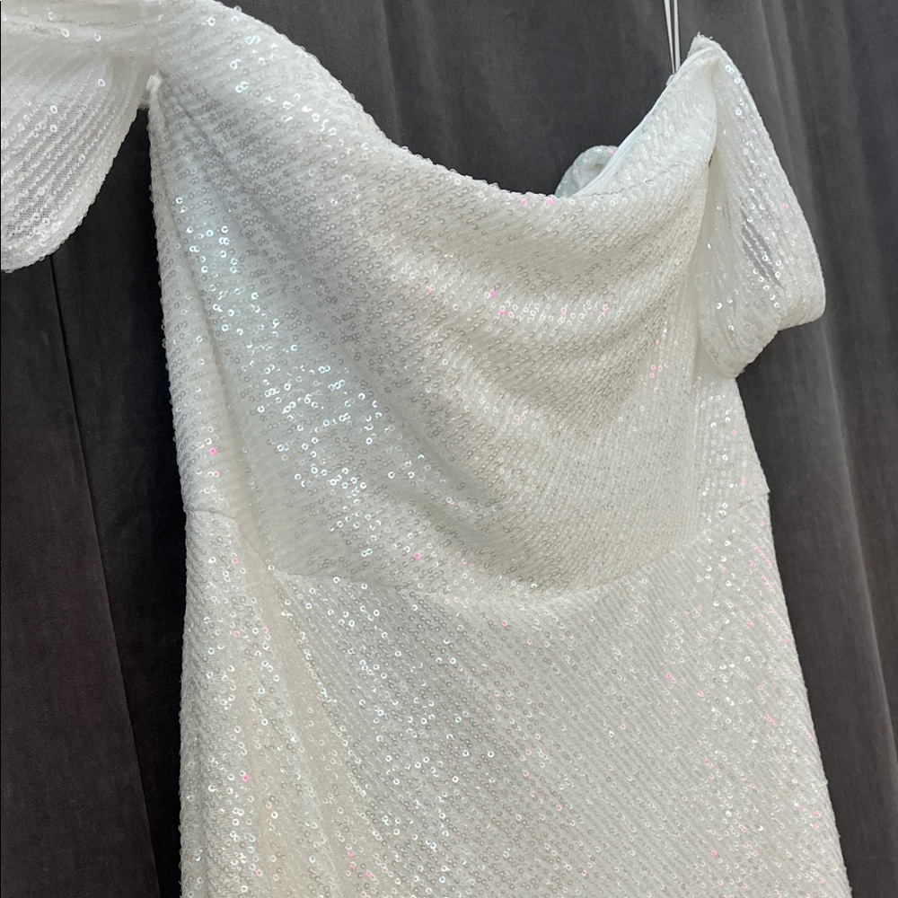 Jenny Yoo Opal White Effervescent Sequin Fabric